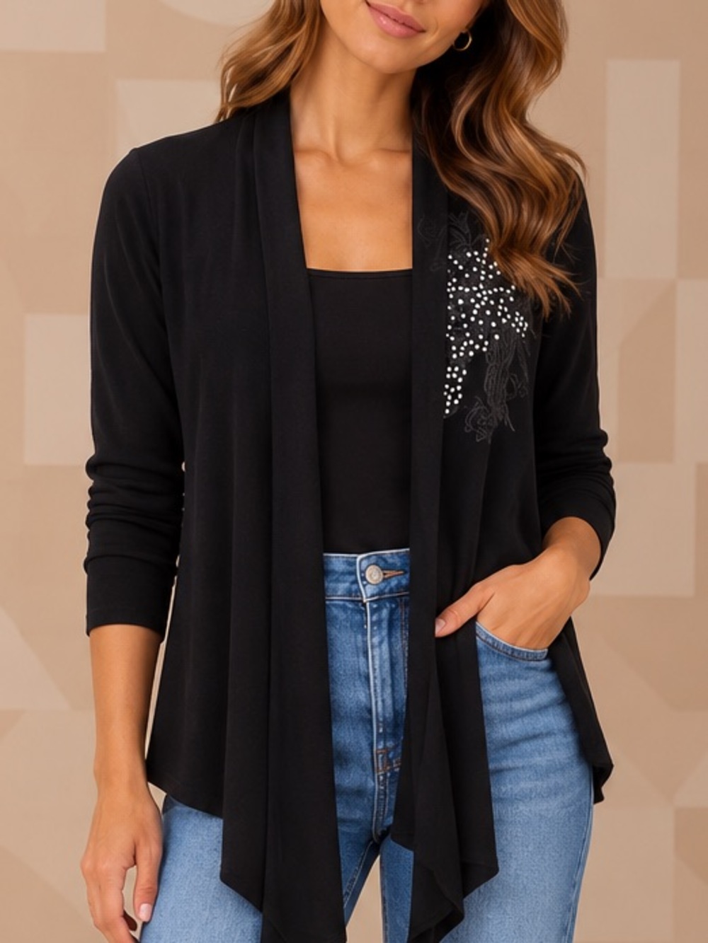🪗MAKE OFFER🪗 Katydid Black Draped Open Cardigan Y2K Skull  Detail Sz med